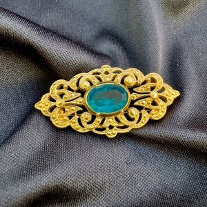 Vintage Art Nouveau Style Blue Crystal Brooch